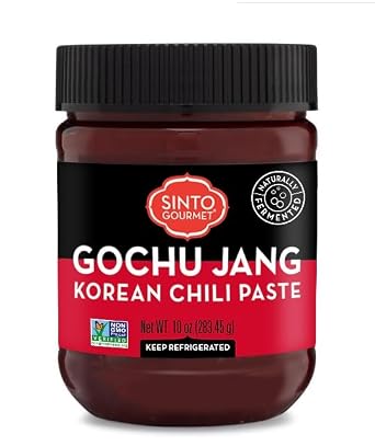 Sinto Gourmet Gochujang, Korean Red Hot Chili Paste, Sauce, Condiment, Gluten Free, No Added Sugar, Vegan, No Preservatives, non-GMO, No Soy, 10 oz