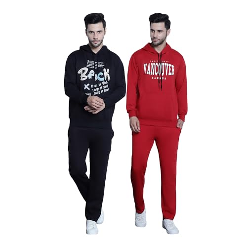 Image of Mack Jonney Printed Round Neck Cotton Fleece Track Suit for Men (Pack of 2)(Kangaroo Pockets)-MACK51565