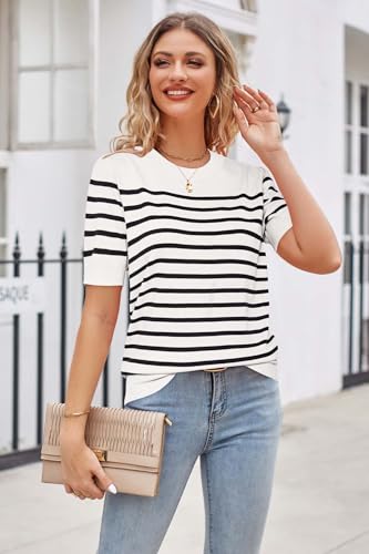 Image of Newshows Women's Sweater Short Sleeve Summer Fall Casual Business Shirts