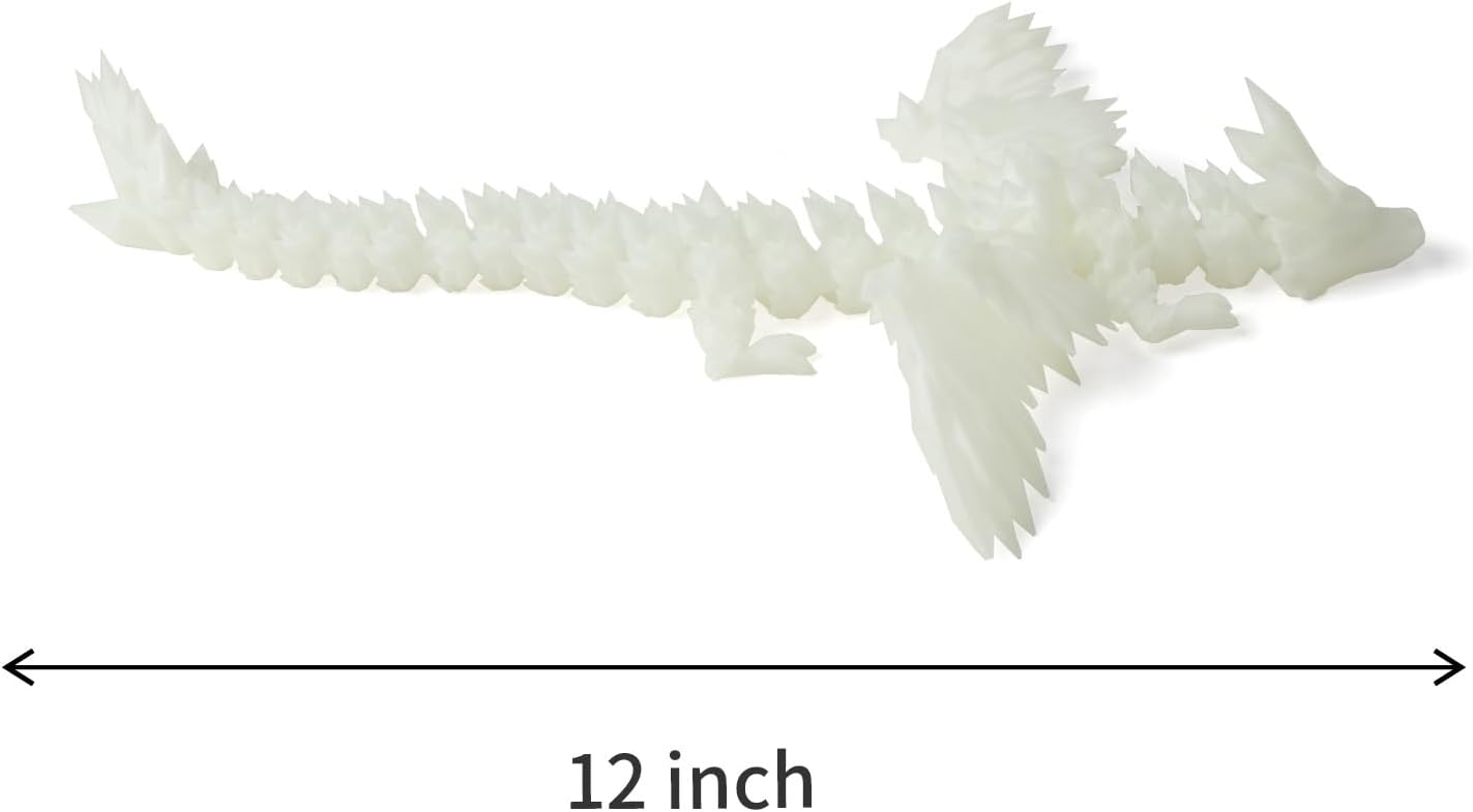 12inch 3D Printed Fly Dragon - Glow in The Dark, Executive Desk Toys, Articulated Dragon, Fidget Toys for Executive Home Office Decor （Glow in Green