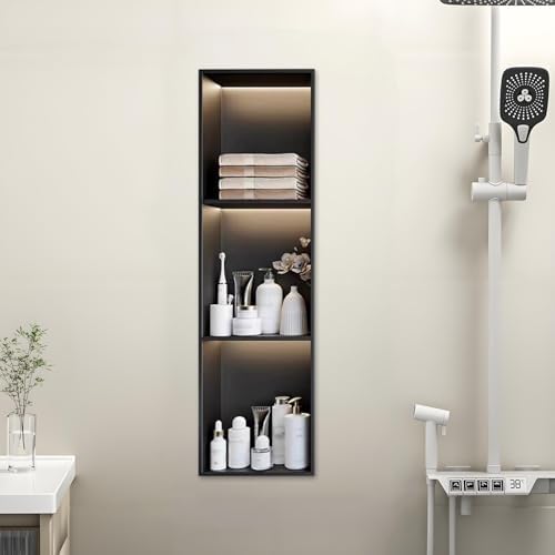 LED Illuminated Shower Niche, Stainless Steel Wall Insert for Enhanced Bathroom Storage and Organization