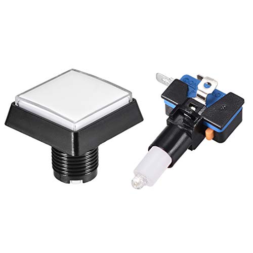 Uxcell Game Push Button 44X44 Square 12V Led Illuminated Push Button Switch With Micro Switch For Arcade Video Games White 2Pcs #TOP1
