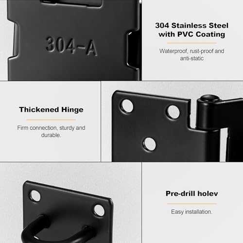 Image of 90 Degree Door Lock Latch, 4 Inch Stainless Steel Hasp Latch with Padlock Keys Screws, Heavy Duty Hasp Lock, Waterproof Pad Lock Latches for Mailbox Wooden Gate Shed Cabinet