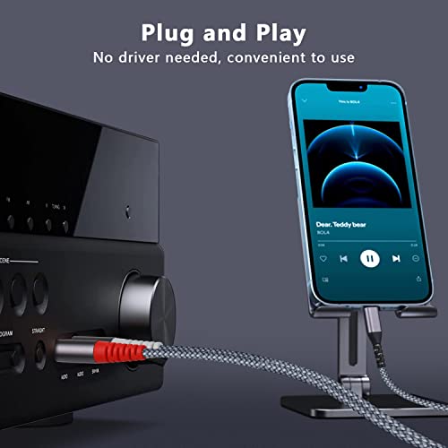 [Apple Mfi Certified] 7Ft Lightning To Rca Cable Audio Aux Adapter, 2-Male Y Splitter Audio Cord Compatible With Ipad, Iphone 13 Pro For Amplifier, Car, Home Theater, Speaker And More #TOP4