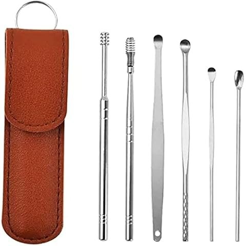 Magnesis Innovative Spring Earwax Cleaner Tool Set - Spiral Design Stainless Steel Ear Picks, Easy to Use, Ear Wax Removal Kit with Storage Box and Cleaning Brush (Brown) Cover