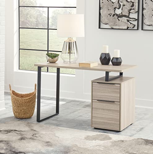 Signature Design By Ashley Waylowe Industrial Home Office Desk, Beige & Black #TOP1