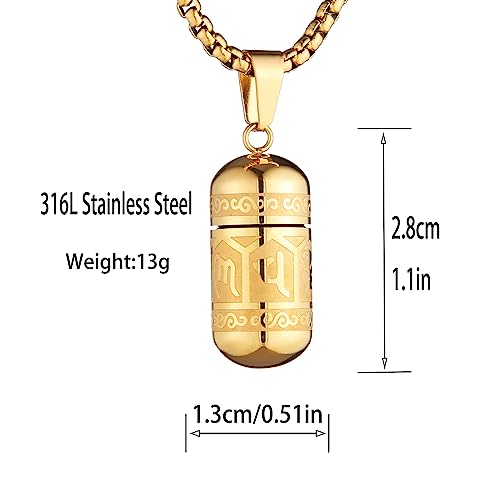 STWTR Tibetan Buddhist Meditation Stainless Steel Pendant Memorial Cremation Grey Pill Container Necklace for men and women with 23.6 "+1.9" necklace2