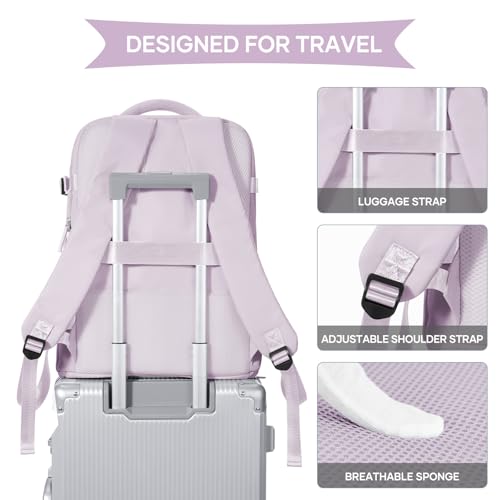 Image of coowoz Large Travel Backpack For Women Men,Carry On Backpack,Hiking Backpack Waterproof Outdoor Sports Rucksack Casual Daypack Travel Essentials(Purple)