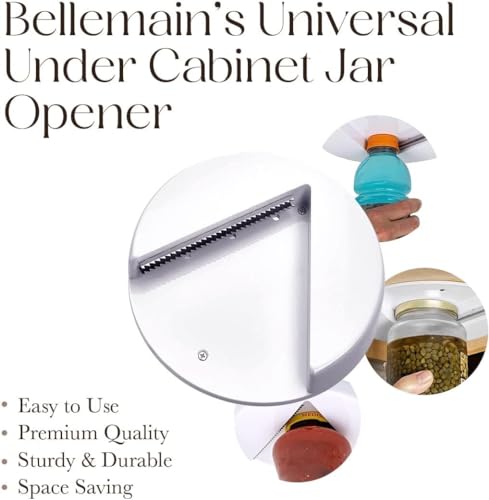 Image of Bellemain Under Cabinet Jar Opener, 2-Pack, Premium Lid Gripper and Opener for Jars & Bottles, Ideal for Weak Grip & Seniors, EZ Install & EZ Off