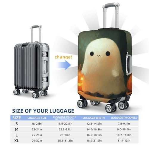 White Ghost Glowing Halloween Pumpkin Elastic Travel Luggage Covers Dustproof Scratch-Resistant Suitcase Protector Fit 22-24 Inch4