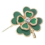 BESTYASH Grüne Vierblättrige Kleeblatt Brosche mit Strass Goldfarbene Glücks Anstecknadel Leichte Charmbrosche für Damen Schmuckaccessoire für Frühlingsfest Hochzeit und St Patrick's Day