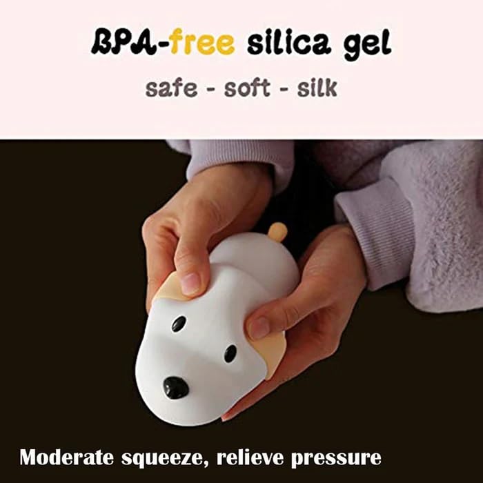 Image of Desidiya Sleeping Puppy Rechargeable Silicone Night Lamp - Cute Puppy LED Lamp, Kids Night Light, Nursery Decor, Birthday Gift, Silicone LED Light