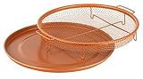 Gotham Steel Round Copper Air Fry Crisper Tray, Pizza & Baking Pan, 2 Piece Set!