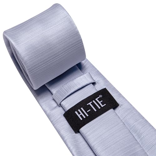 Image of Hi-Tie Men Silk Ties Set with Flower Lapel Pin Necktie Pocket Square Cufflinks for Tuxedo Wedding Business