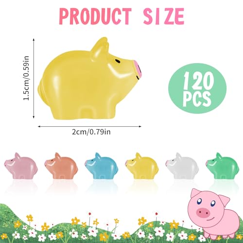Jspupifip 120 peças mini porcos de resina luminosa, minúsculos que brilham no escuro porquinho em mi