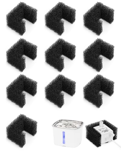 10 Pack Foam Filters for PetSafe Viva Pet Water Fountain - Pet Drinking Fountain Filter Replacement - Black