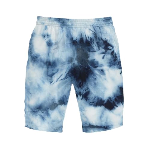 Image of Men's Casual Printed Loose Fit Summer Shorts with Elastic Waist, Comfortable Travel Activewear for Beach and Daily Wear (Light Blue, L)