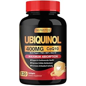 DRFOSTER Coq10 400mg Softgels Ubiquinol – Co Q 10 Supplement Coenzyme q10 Cq10 400mg Plus Vitamin E, PQQ, Black Pepper for Heart Health, 120 Counts