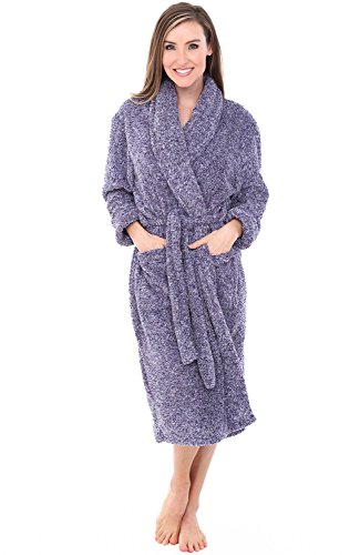 Alexander Del Rossa Women's Plush Fleece Robe, Warm Shaggy Bathrobe, Small Medium Two