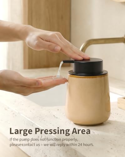 Image of BosilunLife Hand Soap Dispenser - Ceramic Dish Soap Dispenser for Bathroom 12ounce Refillable Liquid Hand Wash Dispenser for Essential Oil, Lotion Soap, Coffee
