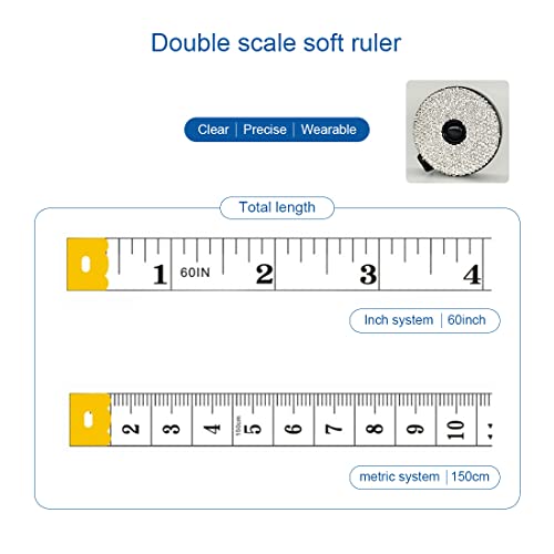 Intor Bling Soft Measuring Tape Inch Tape, Push Button Retract Tailor Craft Ruler Used For Sewing Body Waist Measuring, Mini Home And Office Double Scale 60 Inch /150Cm Measure Tools (White/Pink) #TOP3
