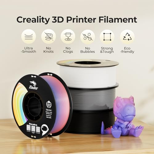 Image of Creality 3D Printer Filament 1.75mm, Rainbow PLA+ Filament No-Tangling Strong Toughness Vacuum Packaging Multi-Color 3D Printing PLA Filament Fit Most 3D Printers