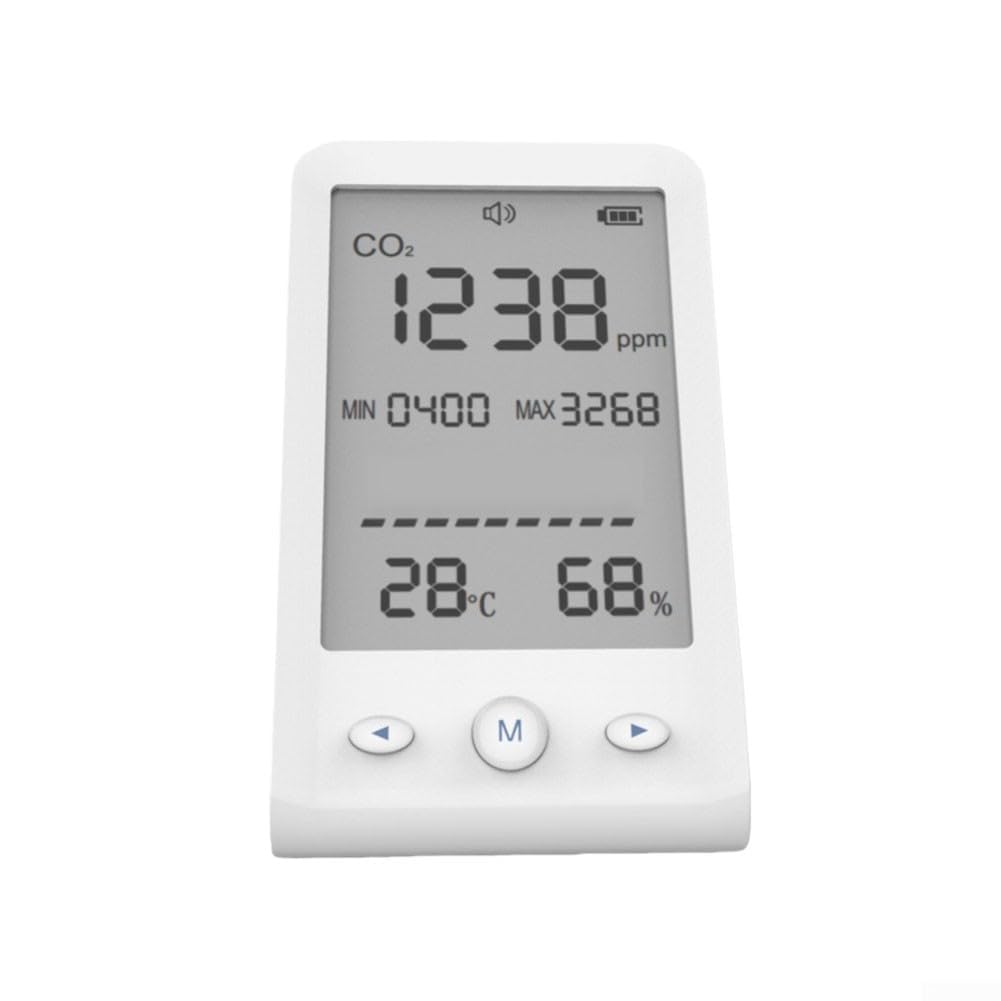 NDIR - Monitor della qualità dell'aria, misuratore di anidride carbonica con sensore di temperatura e umidità, display LCD, batteria ricaricabile da 1600 mAh per ambienti interni