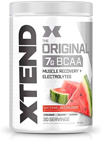 Scivation Xtend BCAAs (Pre-Workout, 7g BCAAs, 0g Carbs,Sugar & Calories, 3.5 Leucine, 2.5g L-Glutamine, 1g Citrulline Malate) - 402 g, 30 Servings (Watermelon)