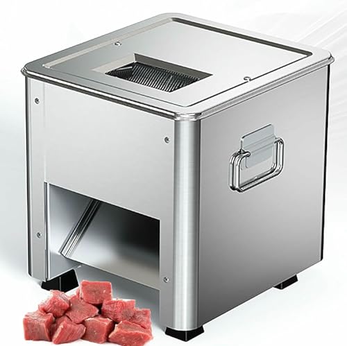 BTOIASYHF Cortadora De Carne Comercial 3 En 1 (Rebanar + Triturar + Cortar En Dados), Cortadora Eléctrica De Alta Potencia Totalmente Automática, Puerto De Alimentación De 115 Mm,1100W-21mm