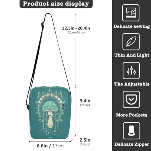Green Mushroom Simple messenger bag for women crossbody mens crossbody women's crossbody handbags Adjustable Strap for Casual School3
