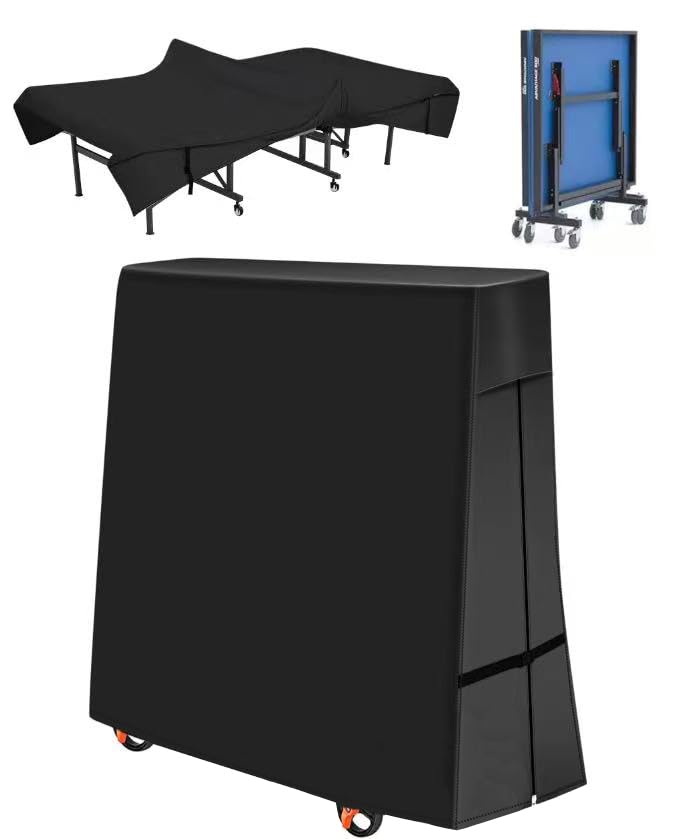 Outdoor Ping Pong Table Cover, 600D Waterproof Sunproof Indoor & Outdoor Fits Universal Folding Tables and Flat 9x5 FT Tables Tennis