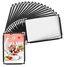 25PCS 5.5 x 8.5 Inch Menu Covers 1 Page 2 View, Transparent Restaurant Menu Holder for Restaurant Bar Cafe Black