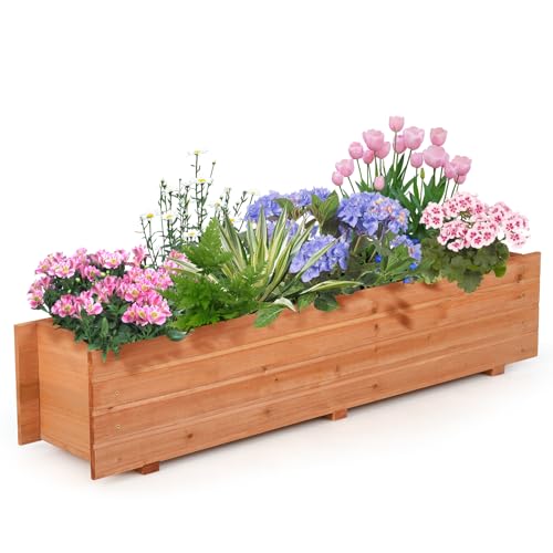 CHEFJOY Raised Garden Bed, 44” x 11” x 10” Wooden