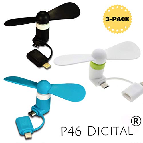 P46 Digital 2-in-1 Mini Fan Bundle for iPhone/iPad and Android - 3 Piece