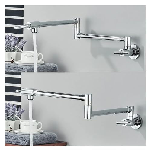 Robinet de cuisine rétractable double bec avec bras articulé en laiton - 5