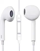 Fone de Ouvido com Fio Premium Compatível com Conector Lightning – iOS (iPhone 5 ao 14), com Microfone Integrado, Controle de Volume e Graves Reforçados – Modelo 1ª Geração