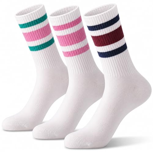 Image of crew socks for women /Men - Retro Sport Socks Breathable Cotton, Seamless Comfort