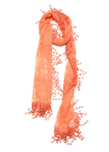 Women's lightweight Feminine Lace teardrop fringe Vintage Mesh Crochet Tassel Scarf for Women3