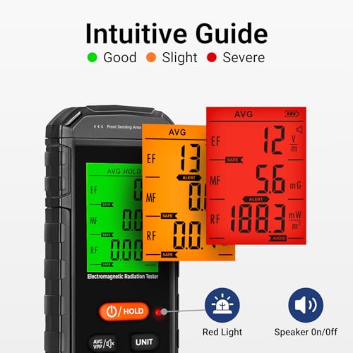 Image of EMF Meter, EMF Detector 3-in-1 Portable Electromagnetic Field Radiation Detector for EF, RF, MF, WiFi Signal, Suitable for Home, Office EMF Inspections and Ghost Hunting