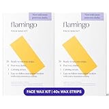 Flamingo Women Face Waxing Kit, Facial Waxing Kit with 20 Wax Strips for Face, 8 Post-Wax Cloths, and 1 Post-Wax Serum, Pack of 2