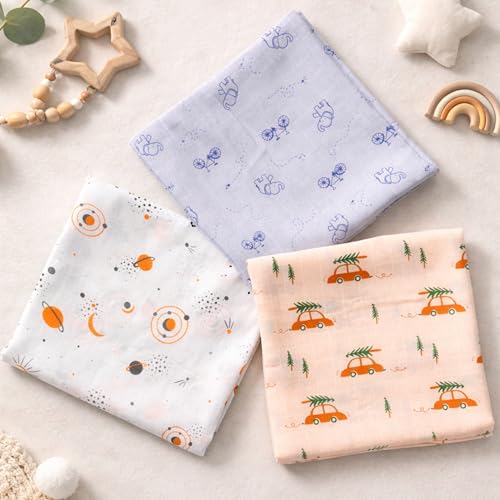 Image of NEW COMERS Cotton Muslin Baby Swaddle Set, Multicolor Printed Muslin Swaddle Wrap for New Born Baby, Soft Pure Cotton Sheet Baby Wrap Set, Baby Product (Swaddle 07)
