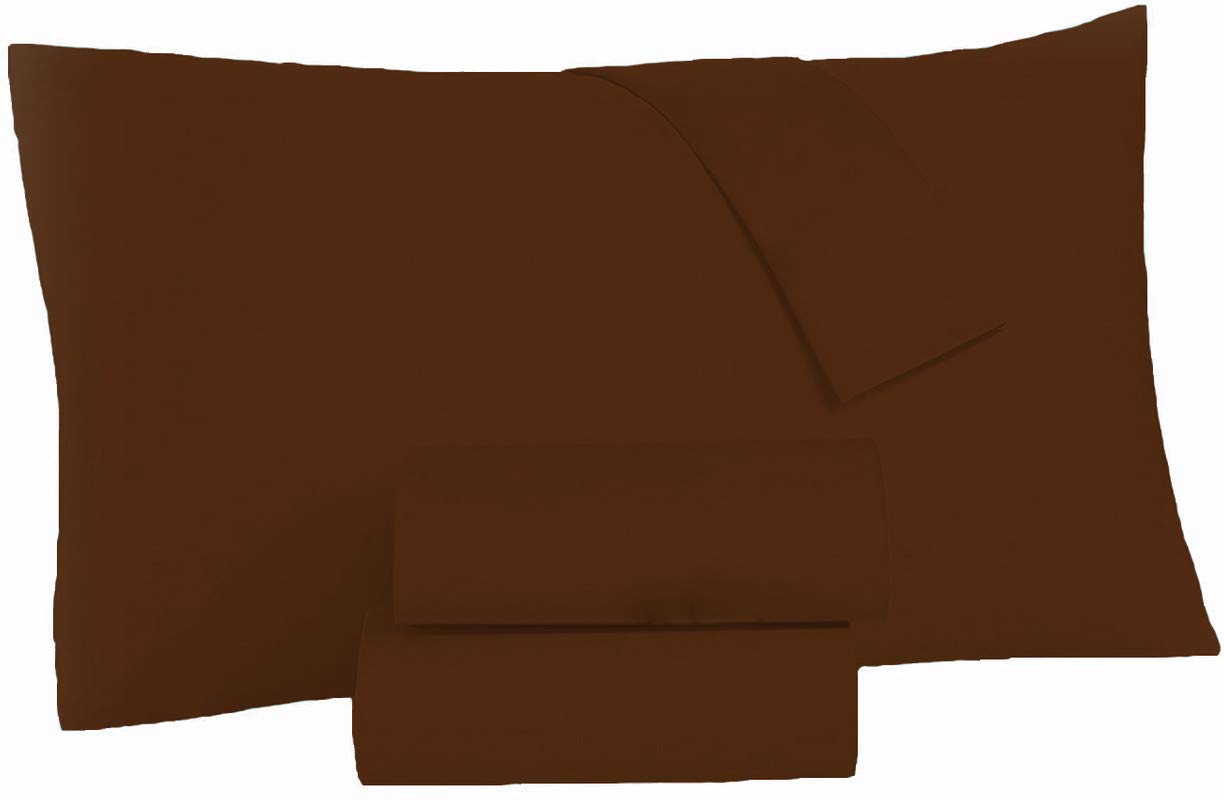 YRM Bedding's Egyptian Quality Bedsheet 100% Cotton 500-TC Extra Soft Coffee Brown Flat Bedsheet for Single Bed (66x96) with 2 Pillow Cases (18x28) 1