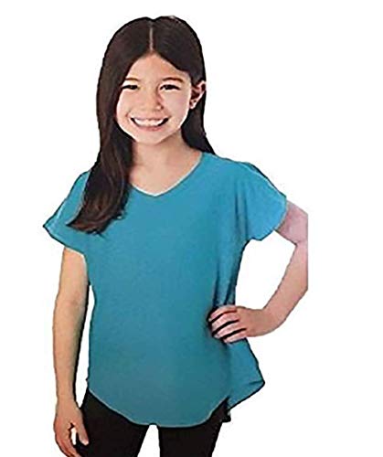 Tuff Athletics Girl's Short Sleeve Active Tee (Aquamarine, X-Small)