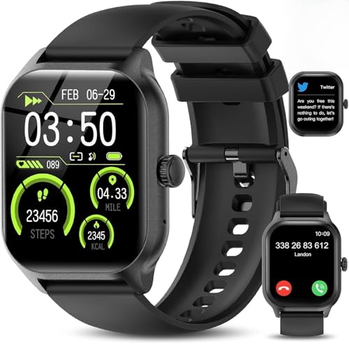 LAOYABB Smartwatch Uomo Donna, Sportivo Fitness Tracker con Effettua o Risposta Chiamate, 2.01' Intelligente Orologio con Contapassi/Cardiofrequenzimetro/Sonno, IP68 Smart Watch per Android iOS