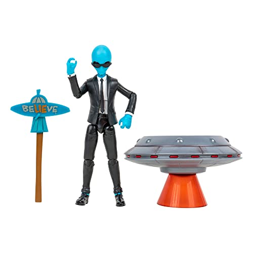 Jazwares FORTNITE Human Bill (EMOTE Series) - 4-inch Articulated Figure with Lil’ Saucer Emote Vehicle and Flying Slasher Accessory