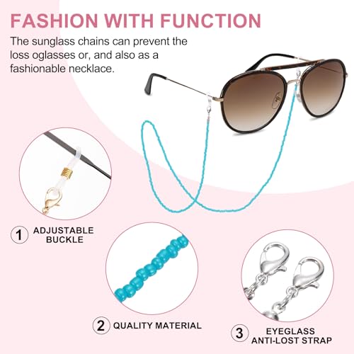 Image of uxcell Eyeglass Chains for Women, Eyeglass Holder Bead Chains Adjustable Sunglasses Lanyards Holder Chains for Glass