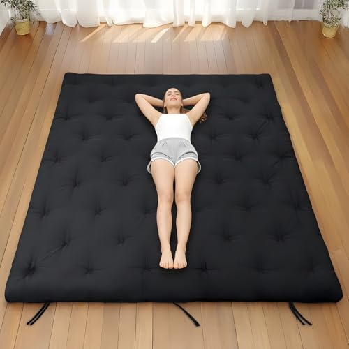 Syrinx Japanese Floor Futon Mattress Twin Size 75'x39', Thicken Foldable Lazy Floor Bed for Adults, Roll Up Lounger Tatami Sleeping Mat, Water Resistant Futon Tatami Mattresses for Home, Travel.