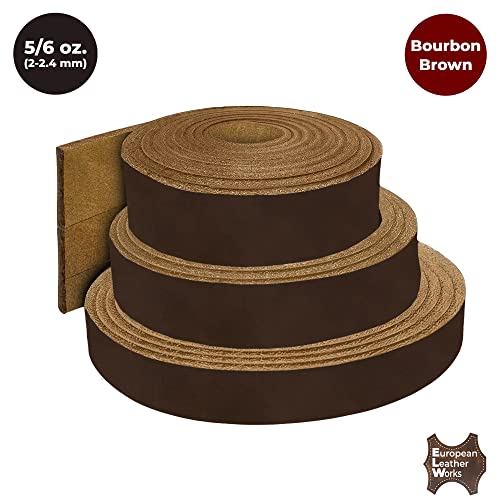 Elw 5-6 Oz (2-2.4Mm) Bourbon Brown Straps, Belts, Strips 1" Wide X 50" Length (2.5Cm X 1.27M) Full Grain Leather Crazy Horse Belt Medium Diy Craft, Pet Collars, Blanks, Accessory, Jewelry, Wrapping #TOP2