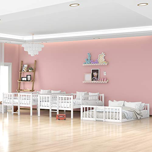 Full Size Triple Bunk Bed With Built-In Ladder And Slide,Full-Over-Full-Over-Full With Guardrails,Can Be Convertible To 3 Beds For Kids Teens Adults,White #TOP4