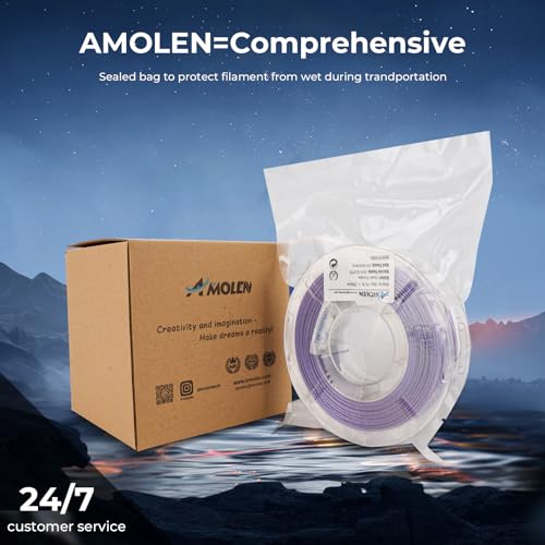 Image of AMOLEN PLA 3D Printer Filament,PLA PrintingFilament Starry Sky Series Pla 1.75mm Bundle, Starry Sky Dark Purple /Green /Blue /Purple Red, 4x200g Pack